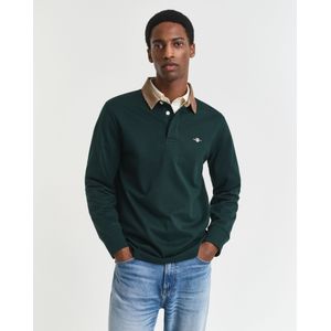 Gant - CORD COLLAR HEAVY RUGGER - Poloshirt - Tartan Green - Lange Mouwen