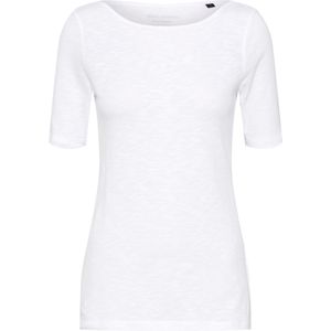 Marc O'Polo 51399 Dames T-shirt met licht gemêleerd oppervlak, comfortabele top van biologisch katoen, eenvoudig T-shirt met korte mouwen voor dames, Wit