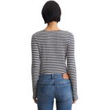 Marc O'Polo - T-Shirt - Blauw - 100% Katoen - Lange Mouwen - Boothals