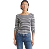 Marc O'Polo - T-Shirt - Blauw - 100% Katoen - Lange Mouwen - Boothals