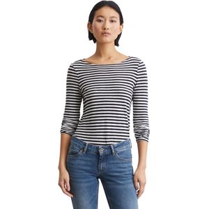 Marc O'Polo - T-Shirt - Blauw - 100% Katoen - Lange Mouwen - Boothals