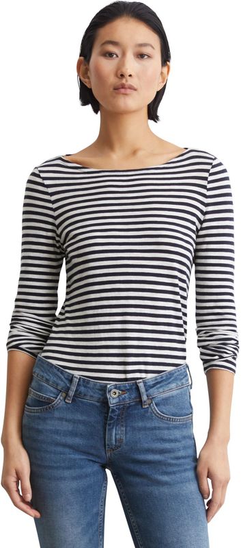 Marc O'Polo - T-Shirt - Blauw - 100% Katoen - Lange Mouwen - Boothals