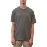 Marc O'Polo - Shirt - Taupe / Grijs Gemêleerd - Kwartmouw - Ronde Hals