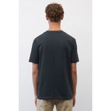 Marc O'Polo - Shirt - Taupe / Grijs Gemêleerd - Kwartmouw - Ronde Hals