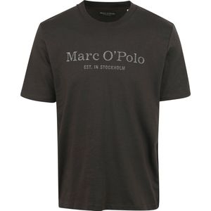 Marc O'Polo - Shirt - Taupe / Grijs Gemêleerd - Kwartmouw - Ronde Hals