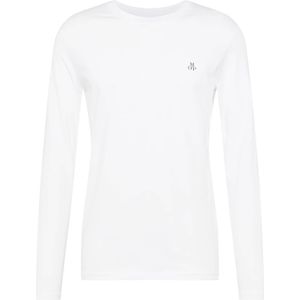 Marc O'Polo Herenshirt met lange mouwen van premium kwaliteit, tijdloos T-shirt met klein logo, comfortabel longsleeve van biologisch katoen, Wit Nieuw, XS