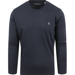 Marc O'Polo - Herenshirt - Blauw - 100% Katoen - Langemouwen