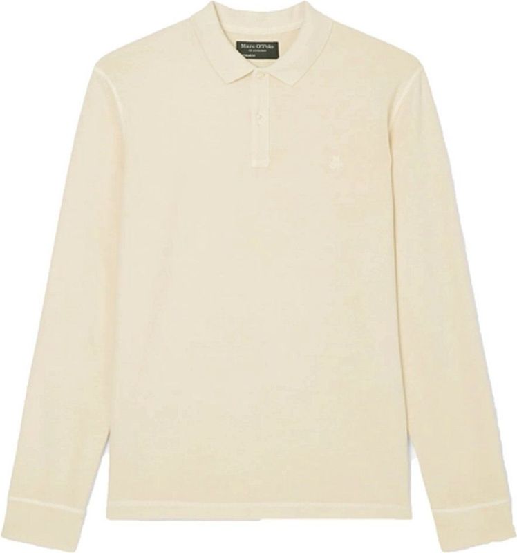 Marc O'Polo - Poloshirt - Wit - Katoen - Lange Mouwen