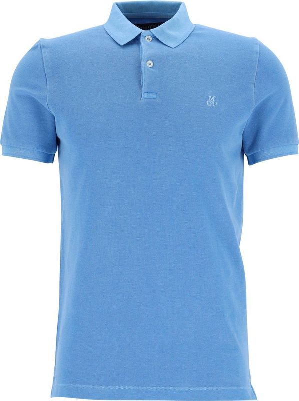 Marc O'Polo - Shaped Fit Polo - Azuurblauw - Heren Poloshirt