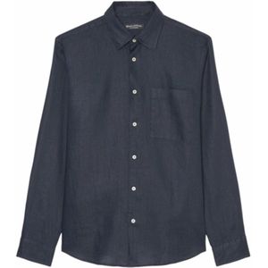 Marc O'Polo - Overhemd - Donkerblauw - 100% Linnen - Regular Fit