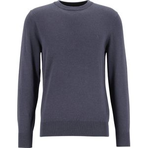 Marc O'Polo regular fit pullover, heren trui wol- met katoenmengsel met O-hals, donkerblauw (middeldik)