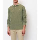 Marc O'Polo regular fit polo - heren poloshirt lange mouw - olijfgroen
