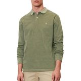 Marc O'Polo regular fit polo - heren poloshirt lange mouw - olijfgroen