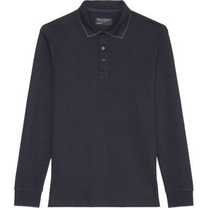 Marc O'Polo regular fit polo - heren poloshirt lange mouw - donkerblauw