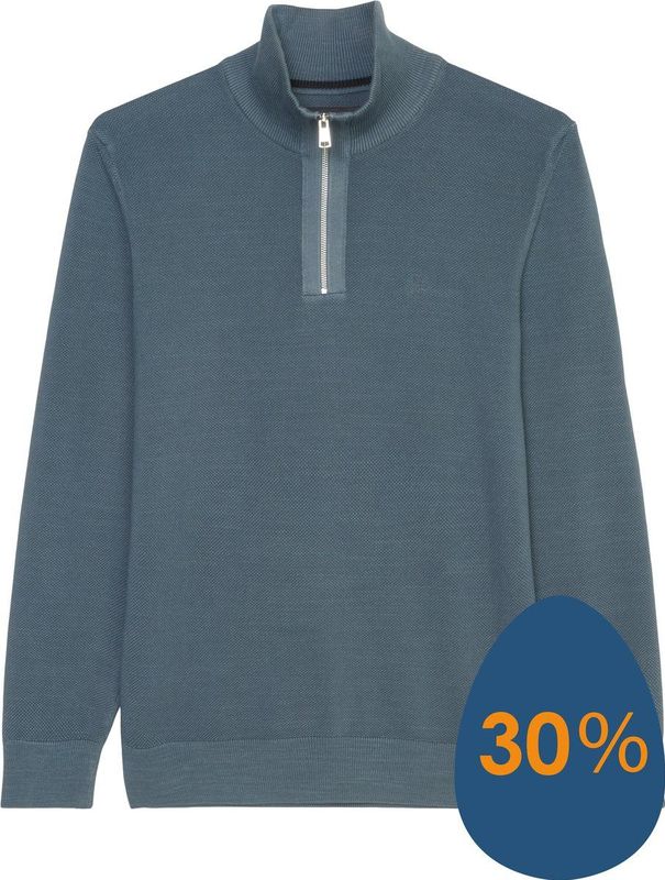 Marc O'Polo - Trui - Blauw - 100% Katoen - Licht Getailleerd