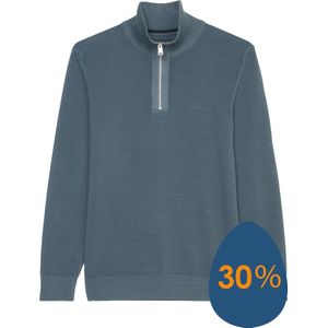 Marc O'Polo - Schipperstrui - Middenblauw - Regular Fit - Heren Trui Katoen Met Opstaande Boord