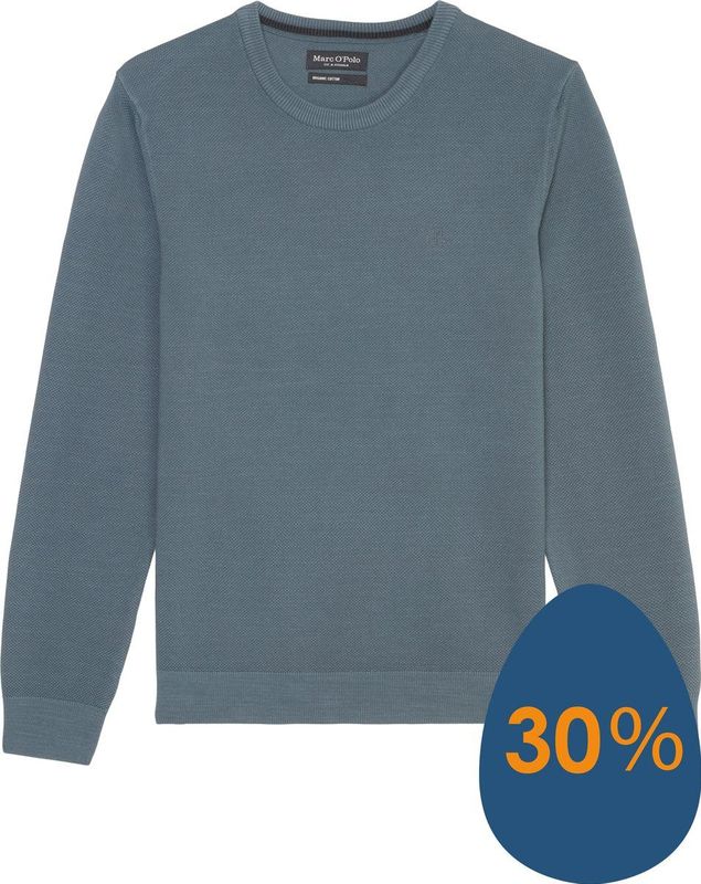 Marc O'Polo - Heren Trui - Blauw - 100% Katoen - Licht Getailleerd