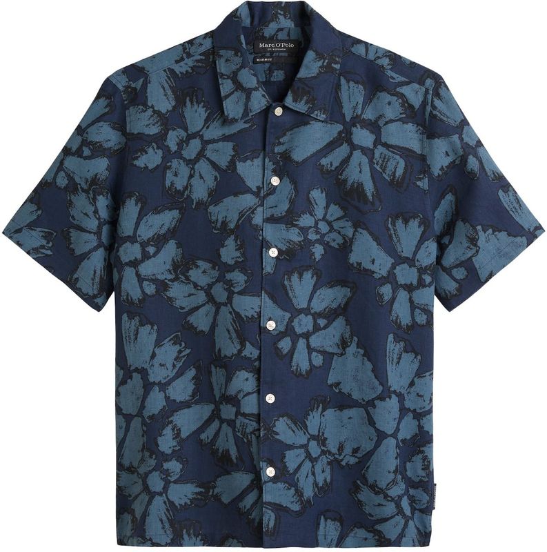 Marc O’Polo - Vrijetijdsoverhemd - All-over Motief - Regular Fit - Linnen