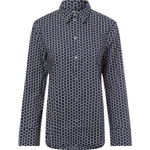 Marc OPolo Blouse - Blauw - Biologisch Katoen - Elegante Kent Kraag