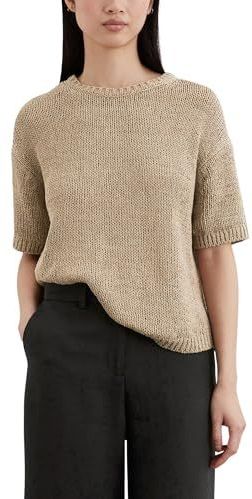 Marc O'Polo - Trui - Donkerbeige - Knitwear - Ronde Hals