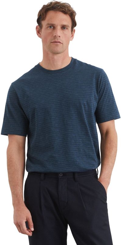 Marc O'Polo T-shirt Slub Stripes Dark Navy - Größe L