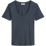Marc O'Polo - Shirt - Antraciet - V-hals - Kwartmouw