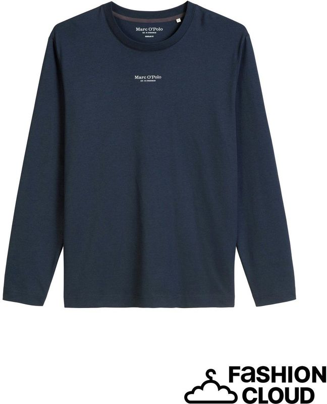 Marc O'Polo - Poloshirt - Nachtblauw - Lange Mouw - Ronde Hals