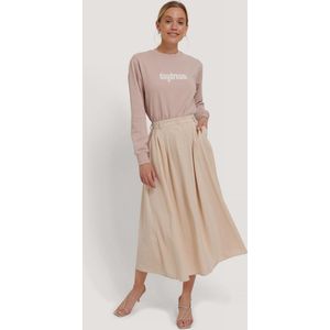 NA-KD - Pleated Midi Rok - Beige - Elastische Taille - Geplooid Ontwerp