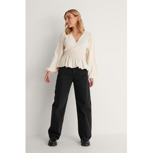 NA-KD  - Maat 44 -Smocked Waist Dames Blouse