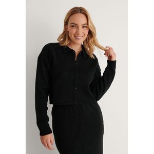 NA-KD - Dropped Shoulder - Vest - Zwart - Gebreid Materiaal