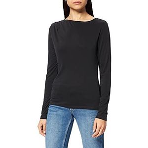 NA-KD Gedrapeerd shirt met lange mouwen voor dames, Zwart, XS