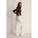 NA-KD - Wide Leg Raw Hem - Jeans - Gebroken Wit - Denim