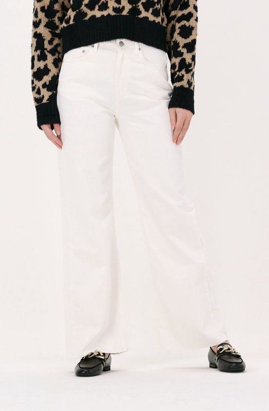 NA-KD - Wide Leg Raw Hem - Jeans - Gebroken Wit - Denim