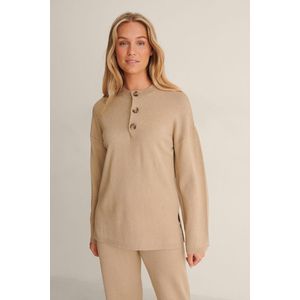 na-kd - Gebreide Trui - Donkerbeige - Oversize - Dames