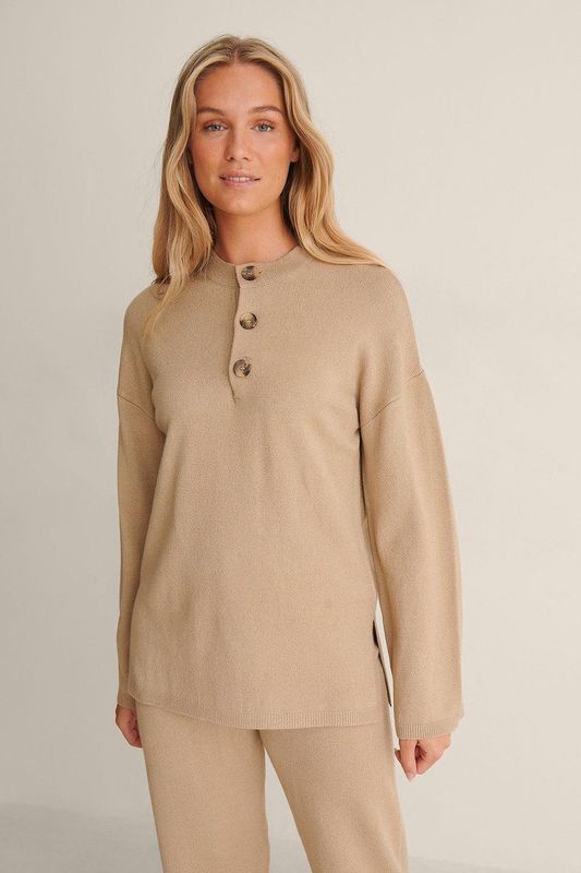 na-kd - Gebreide Trui - Donkerbeige - Oversize - Dames