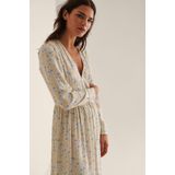 NA-KD - Midi-jurk - Lichtblauw - Ruit - V-hals