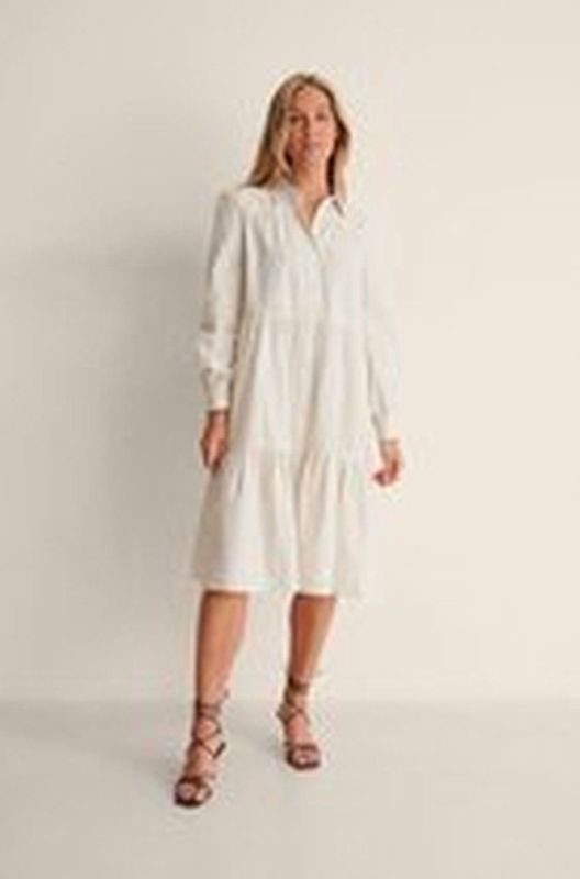 NA-KD - Midi-Jurk - Azuurblauw - Soepelvallend - Lange Mouwen