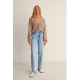 NA-KD Oversized gebreide damestrui, Donker Beige, XXS