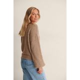 TOP/ Donker beige top met uitsparing en hals Attale (S)