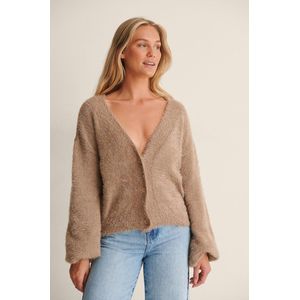 NA-KD Oversized gebreide damestrui, Donker Beige, XXS