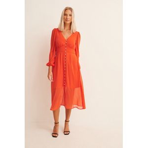 NA-KD - Button Front Slit Dress - Jurk - Dames