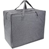 Bigso Box of Sweden Opbergtas, grote draagtas voor dekens, beddengoed, winterspullen enz. Praktische tas met versterkte handgrepen en ritssluiting, beige