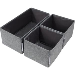 Bigso Box of Sweden Set van 3 opbergdozen, lade-organizer met twee kleine dozen en een grote doos, ideaal als kledingopslag om in de commode te steken, grijs