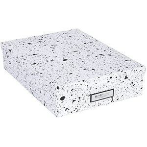 Bigso Box of Sweden Bureau-organizer voor A4-documenten, brochures enz. - bureau-organizer met deksel en handvat - opbergdoos van vezelplaat en papier - zwart gespikkeld