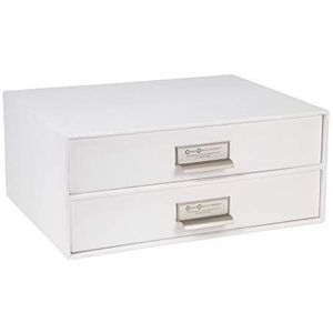 Bigso Box of Sweden Ladebox voor documenten en kantoorbenodigdheden, bureau-organizer met twee laden, opbergsysteem van vezelplaat en papier, wit