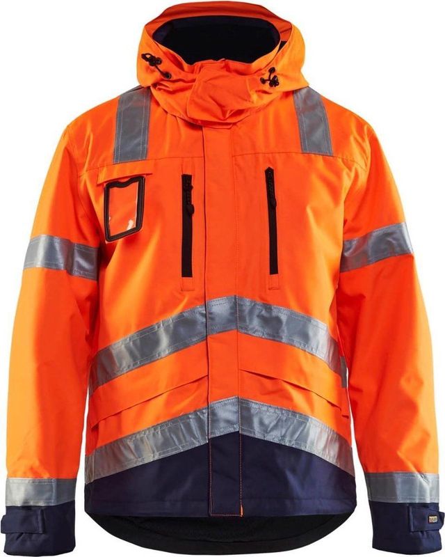 Blåkläder 4837-1977 Jack. Ongevoerd High Vis High Vis Oranje/Marineblauw maat XXL