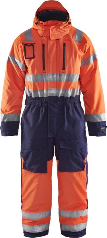 Blåkläder - 6763-1977 Winteroverall - High Vis - Oranje/Marineblauw - Wind- en Waterdicht