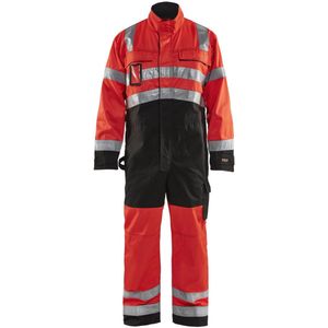 Overall High Vis 5599 - Rood/Zwart - Verborgen Ritssluiting - Reflecterende Banden
