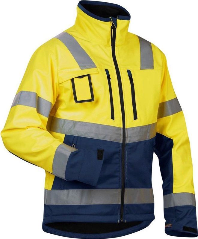 Blåkläder - 4900-2517 - Softshell Jack - High Vis Geel/Marineblauw - Ademend Materiaal