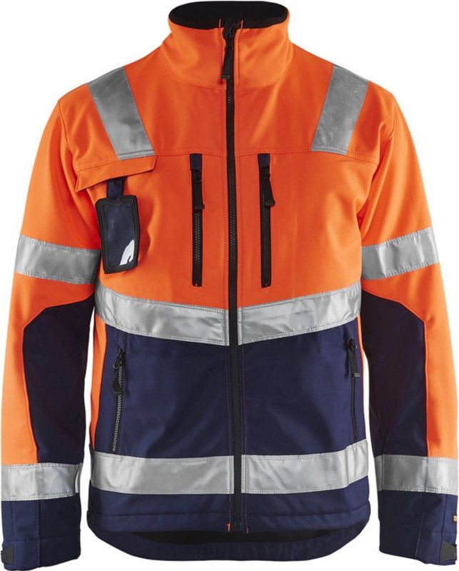 Blåkläder - Softshell Jack - High Vis Oranje/Marineblauw - EN ISO 20471